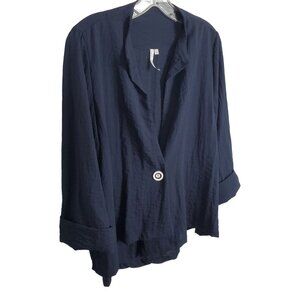 Lulu B Size M Jacket Flyaway Layer Lagenlook Single Button Texture Flowy Hi Lo